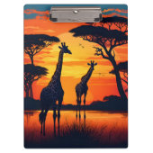 Giraffes bij de Watering Hole bij zonsondergang Klembord (Voorkant)