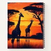 Giraffes bij de Watering Hole bij zonsondergang Notitieboek (Achterkant)