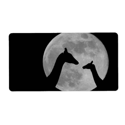 Giraffes bij Fullmoon Night Etiket (Voorkant)