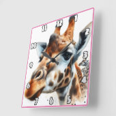 Giraffes bij zonsondergang in de savanne vierkante klok (Hoek)