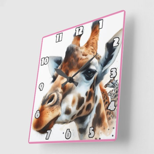 Giraffes bij zonsondergang in de savanne vierkante klok (Hoek)