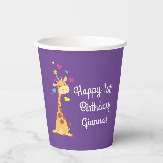 Giraffes - Birthday Party Cute  Papieren Bekers (Voorkant)