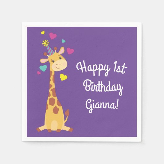 Giraffes - Birthday Party Cute Servet (Voorkant)