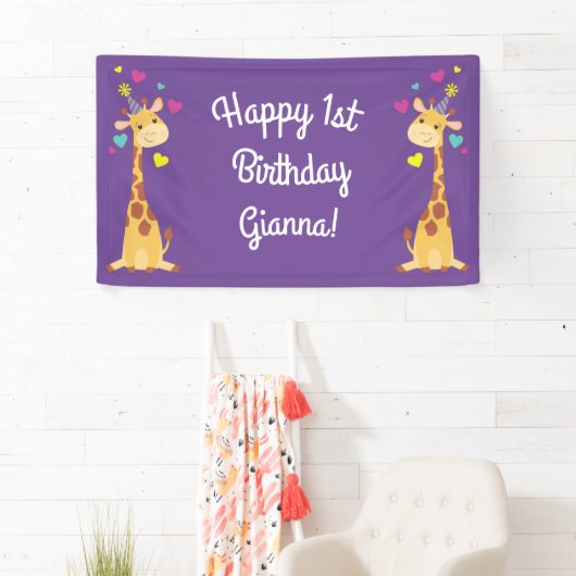 Giraffes - Birthday Party Cute Spandoek (Insitu)