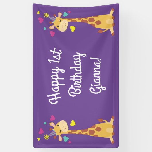 Giraffes - Birthday Party Cute Spandoek (Verticaal)