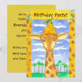 Giraffes - Birthday Party Invitation Kaart (Voorkant / Achterkant)