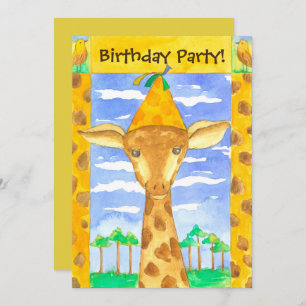 Giraffes - Birthday Party Invitation Kaart