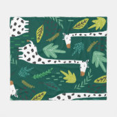Giraffes, bladeren, met de hand getrokken achtergr fleece deken (Voorkant (Horizontaal))