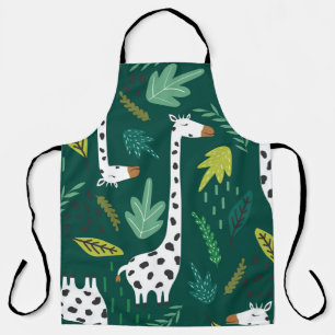 Giraffes, bladeren, met de hand getrokken achtergr schort
