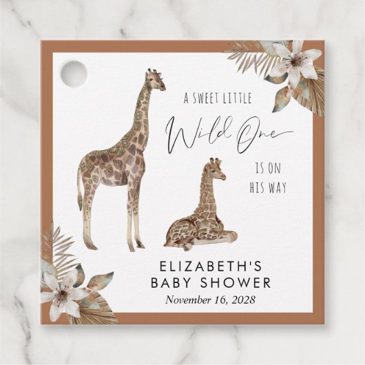 Giraffes Boho Waterverf Baby shower Dank u wel Bedankjes Labels (Voorkant)