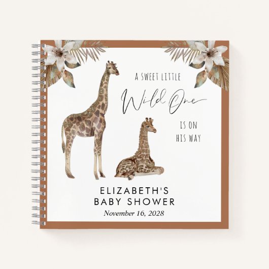 Giraffes Boho Waterverf Baby shower Guest Book Notitieboek (Voorkant)