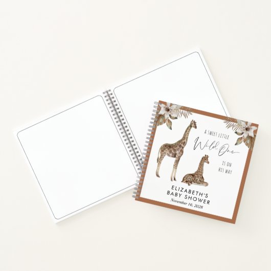Giraffes Boho Waterverf Baby shower Guest Book Notitieboek (Binnen)