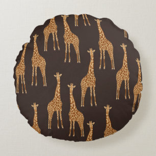 Giraffes Dark: Abstract naadloos. Rond Kussen