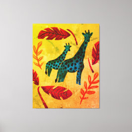 Giraffes die op reis zijn met kunst canvas afdruk