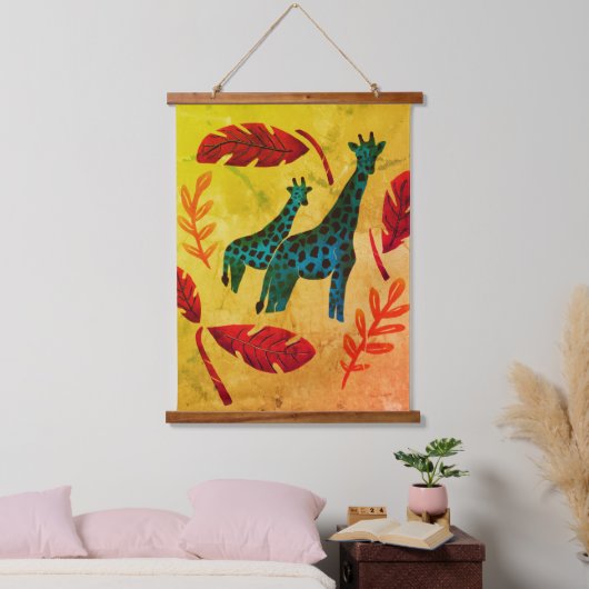 Giraffes die op reis zijn met kunst hangend wandkleed (Slaapkamer)