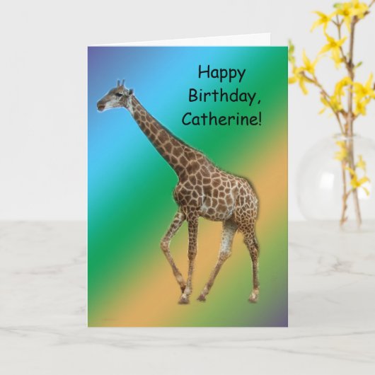 Giraffes en bomen,长 鹿. Foto van wilde dierdierentu Kaart (Gele Bloem)