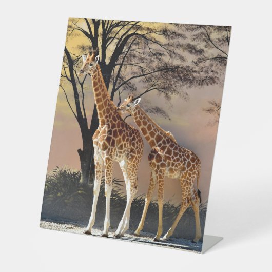 Giraffes en bomen Mok Reclamebord Met Voetstuk (Voorkant)