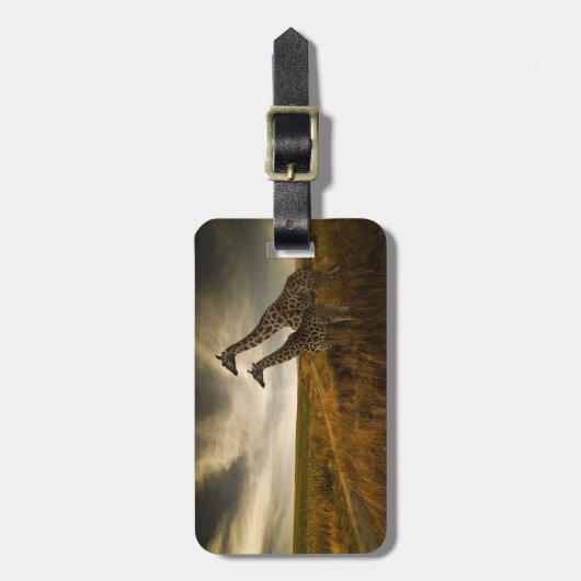 Giraffes en landschap bagagelabel (Voorkant verticaal)