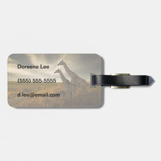 Giraffes en landschap bagagelabel (Achterkant horizontaal)