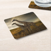 Giraffes en landschap kartonnen onderzetters (Schuin)
