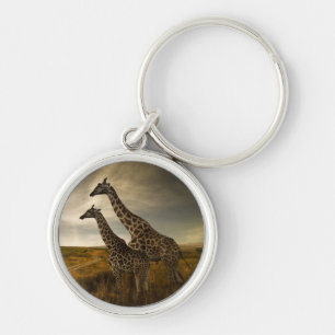 Giraffes en landschap sleutelhanger