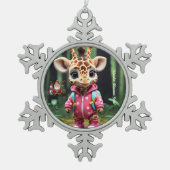 Giraffe's Forest Adventure Tin Sneeuwvlok Ornament (Voorkant)