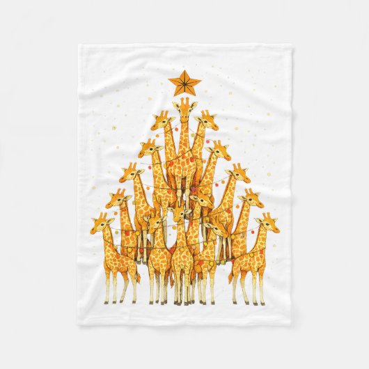 Giraffes Forming Christmas Tree Lights Star Safari Fleece Deken (Voorkant)