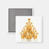 Giraffes Forming Christmas Tree Lights Star Safari Magneet (Voorkant / Achterkant)