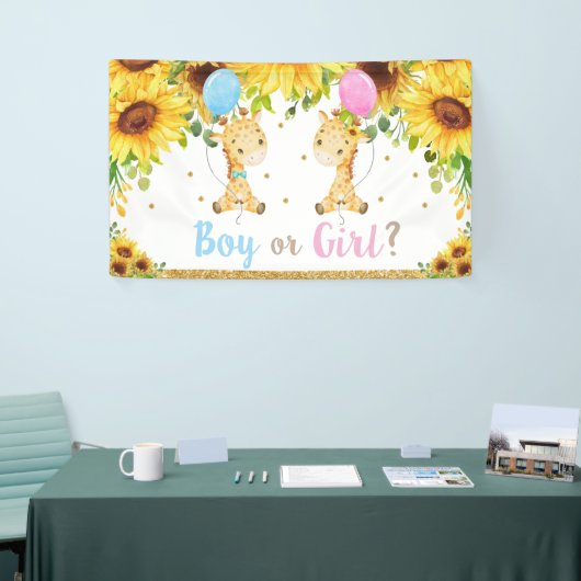 Giraffes Geslacht Openbaar Baby shower Jongen of M Spandoek (Beurs)