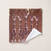 Giraffes Giraffe Bloemen Rustiek Bruin Safari Chic Bad Handdoek (Wasdoekje)