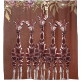 Giraffes Giraffe Bloemen Rustiek Bruin Safari Chic Douchegordijn (Voorkant)