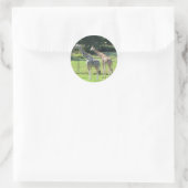 Giraffes grazen ronde sticker (Tas)