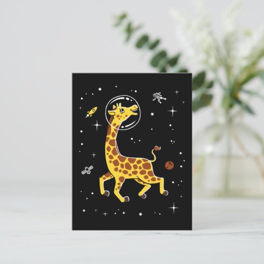 Giraffes in de ruimte briefkaart (Staand voorkant)