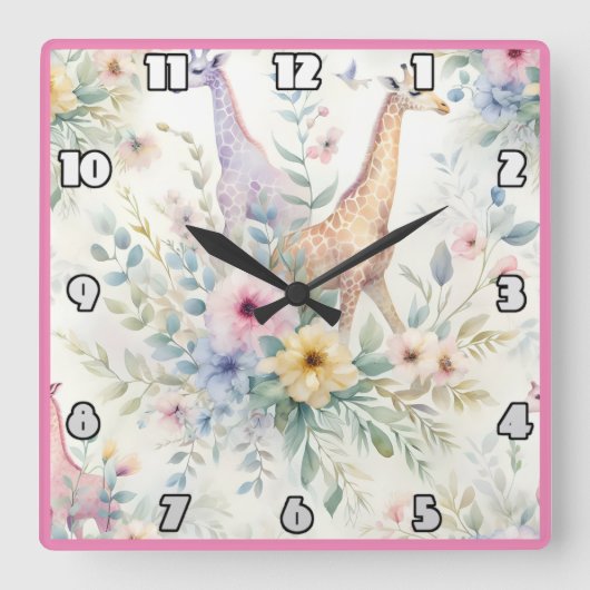 Giraffes in een kleurrijk Afrikaans landschap Vierkante Klok (Voorkant)