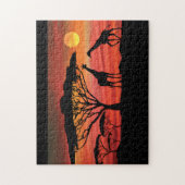 Giraffes in een Serengeti Sunset Legpuzzel (Verticaal)