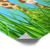 Giraffes in gras met wolken poster (Hoek)