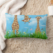 Giraffes in Grass met Clouds Lumbar Pillow Kussen (Deken)