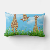 Giraffes in Grass met Clouds Lumbar Pillow Kussen (Voorkant)