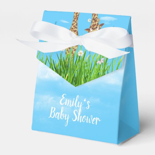Giraffes in Grass met Daisy Bedankdoosjes (Voorkant Zijde)