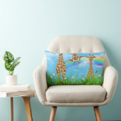Giraffes in Grass met Rainbow Lumbar Kussen (Stoel)