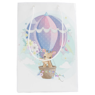 Giraffes in het Baby shower van de luchtballon met Medium Cadeauzakje