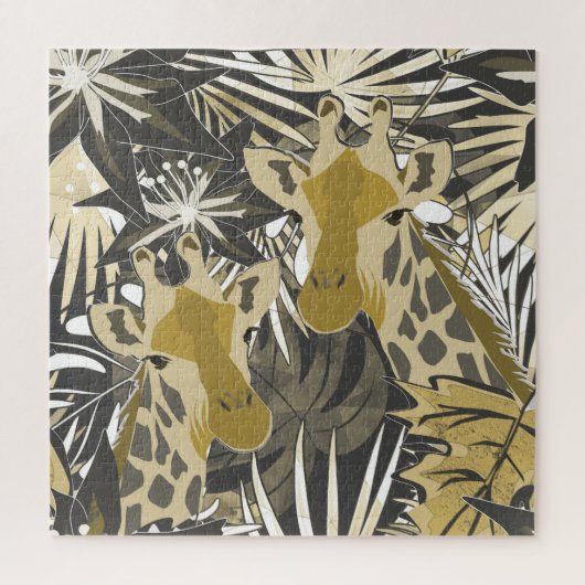 Giraffes in het nachtbos. legpuzzel (Verticaal)