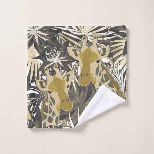 Giraffes in het nachtbos. washandje (Wasdoekje)