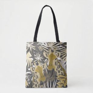 Giraffes in het tropisch bos. tote bag