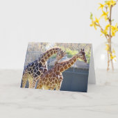 Giraffes in Liefde Kaart (Gele Bloem)