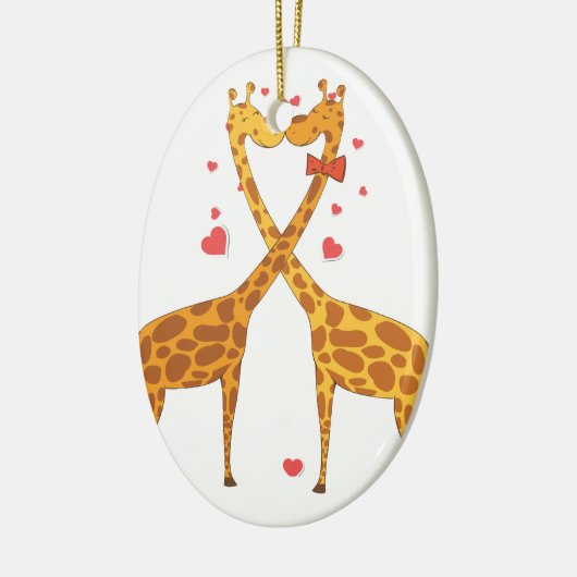 Giraffes in liefde keramisch ornament (Links)