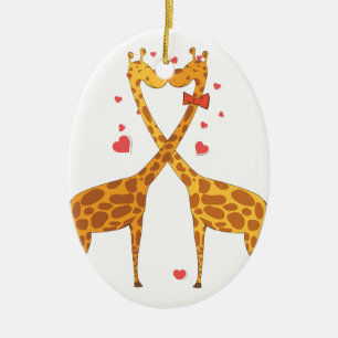 Giraffes in liefde keramisch ornament