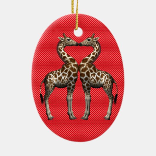Giraffes in liefde keramisch ornament (Achterkant)