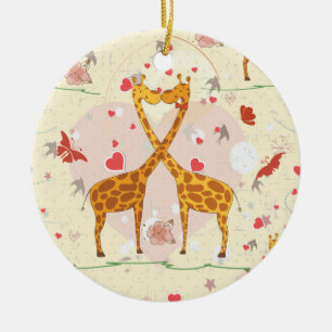 Giraffes in liefde keramisch ornament