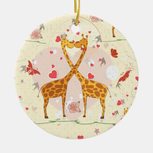 Giraffes in liefde keramisch ornament (Voorkant)